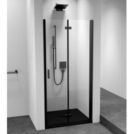 ZOOM BLACK Porte de douche Alcove 700 mm, verre clair, droite