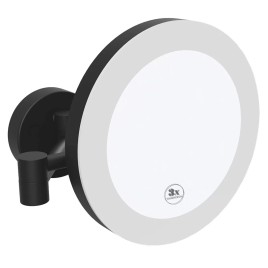X-ROUND BLACK miroir cosmétique mural LED, dia. 200mm, double face, noir