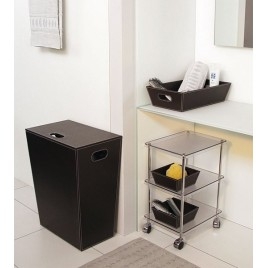 ECO PELLE Panier de blanchisserie 47x60x30cm, brun