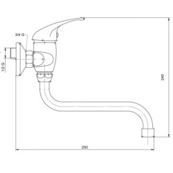 Novaservis Metalia 55 - Mélangeur lavabo mural 100 mm, chromé 55074/T,0