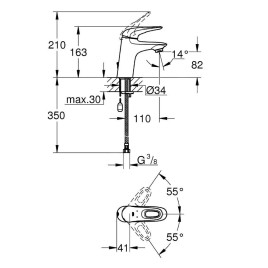 Grohe Eurostyle - Mitigeur de lavabo à levier S, chrome 33557003