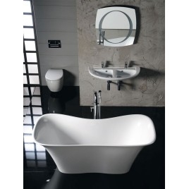 FLORA Cast Marble Freestanding Bath 180x80x67cm, Blanc
