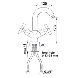 Sapho Reitano Rubinetteria Axia - Mitigeur de lavabo sans bonde, chrome 517/S