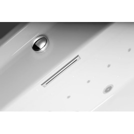 Fente de débordement de bain CUT 170x24mm, fiche de déchets cliquetis, chrome