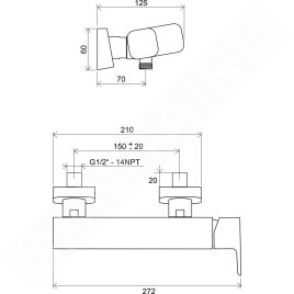 Ravak 10° - Mitigeur de douche mural TD 032.00/150, chrome X070066