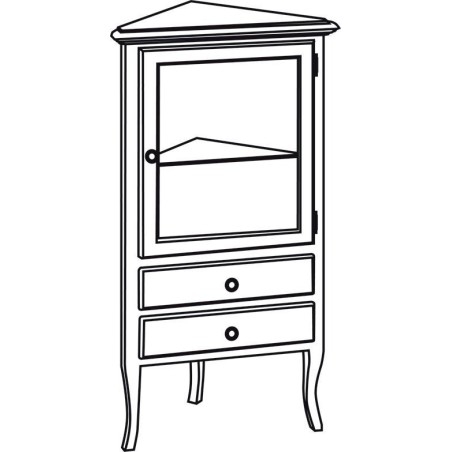 Unité de rangement de coin RETRO 60x120x47cm, blanc droit/âge