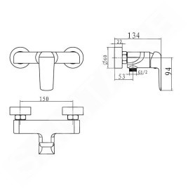 Novaservis Nobless Tina - Mitigeur de douche sans accessoires 150 mm, chrome 38061/1,0