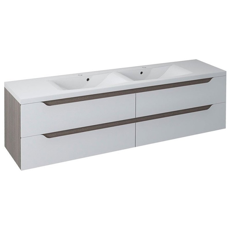 WAVE Double Vanity Unité 179,7x50x47,8cm, blanc/mali wenge