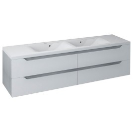 WAVE Double Vanity Unité 179,7x50x47,8cm, chêne blanc/argent