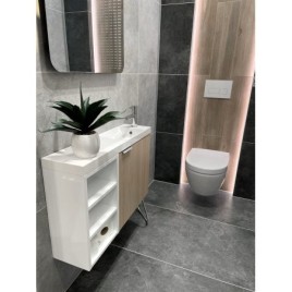 LATUS VI Vanity Unit 50x50x22cm, chêne droit/argent
