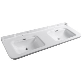 WALDORF Double lavabo en céramique 150x55cm, blanc