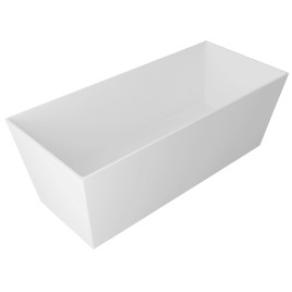 KVADRIE - Bain de marbre cultivé 1590x650x550mm, blanc brillant