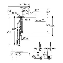 Grohe Eurosmart Cosmopolitan E - Mitigeur de lavabo électronique, Powerbox, chrome 36386001