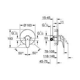 Grohe Eurostyle - Mitigeur de douche encastré, corps inclus, chrome 23725003