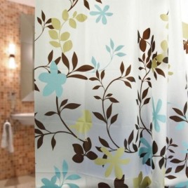 Rideau de douche 180x180cm, vinyle, fleurs
