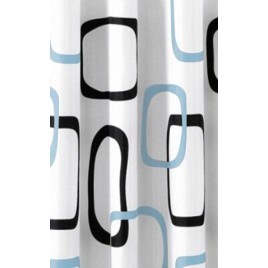 Rideau de douche 180x200cm, PE, blanc/noir/beige