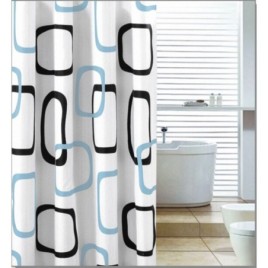 Rideau de douche 180x200cm, PE, blanc/noir/beige