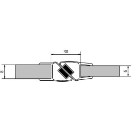 Scellement magnétique (2 pcs) longueur 2000mm pour verre 6mm et 8mm