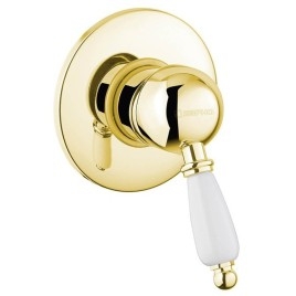 KIRKÉ WHITE Robinet de douche unique en béton Lever blanc,1 sortie, or