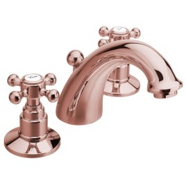 ANTEA 3 Hole Washbasin Robinet de mélange avec les déchets Pop Up, or rose
