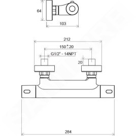 Ravak Termo - Mitigeur thermostatique de douche 300, TE 033.00/150, chromé X070096