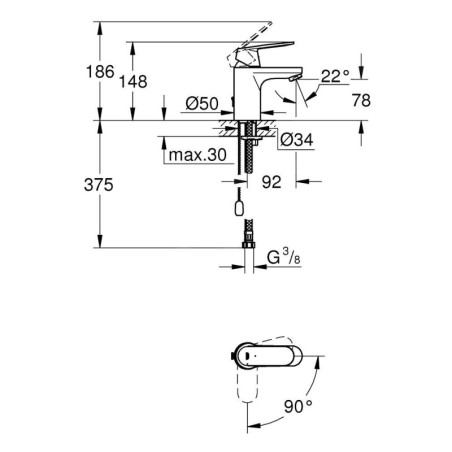 Grohe Eurosmart Cosmopolitan - Mitigeur de lavabo S, chrome 2337800E