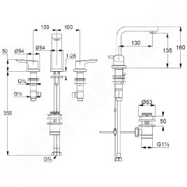 Kludi Pure&Solid - Mitigeur de lavabo avec vidage, installation 3 trous, chrome 343940575
