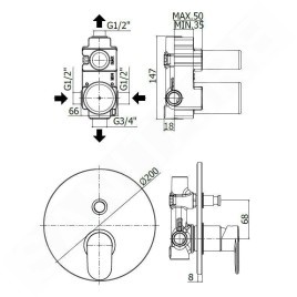 Paffoni Candy - Robinet de douche à encastrer avec interrupteur, chrome CA015CR