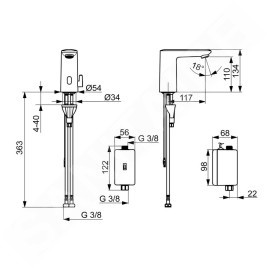 Hansa Electra - Mitigeur thermostatique électronique de lavabo, à piles, chrome 92302239