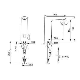 Hansa Electra - Mitigeur thermostatique électronique de lavabo, à piles, chrome 93602219