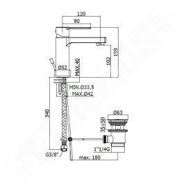 Paffoni Ringo - Mélangeur lavabo avec bec, économie d'énergie, chrome RIN075CR-ES