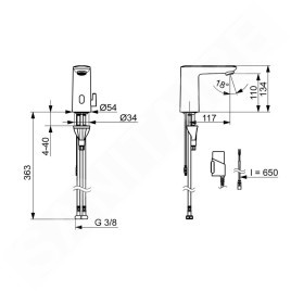 Hansa Electra - Mitigeur thermostatique électronique de lavabo, à piles, chrome 92102219