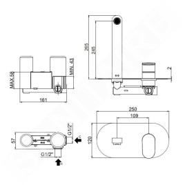 Paffoni Candy - Mitigeur de lavabo pour montage encastré avec corps, chromé CA106CR