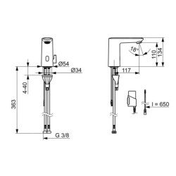 Hansa Electra - Mitigeur thermostatique électronique de lavabo, à piles, chrome 92202219