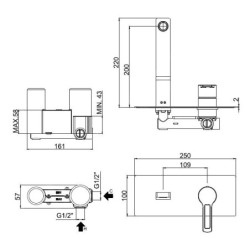 Paffoni Ringo - Mitigeur de lavabo pour montage encastré avec corps, chromé RIN105CR