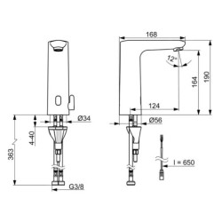 Hansa Electra - Mitigeur thermostatique électronique de lavabo, à piles, chrome 93702219