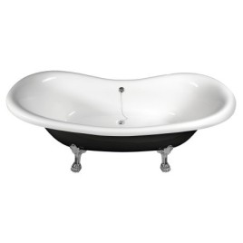 CHARLESTON Bath 188x83x69cm, Chrome Matt Legs, Noir/Blanc