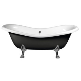 CHARLESTON Bath 188x83x69cm, Chrome Matt Legs, Noir/Blanc