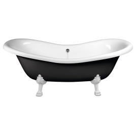 CHARLESTON Bath 188x83x69cm, Legs blancs, noir/blanc