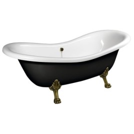 CHARLESTON Bath 188x83x69cm, Bronze Legs, Noir/Blanc