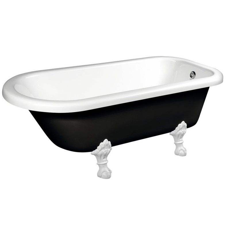 FOXTROT Bain blanc 170x75x64cm, Legs blancs, noir/blanc