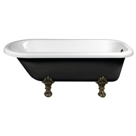 FOXTROT Bain de haute qualité 170x75x64cm, Jambes de bronze, noir/blanc