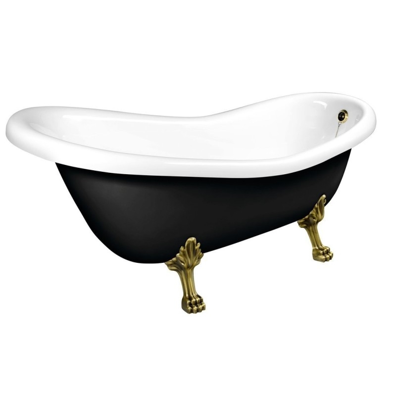 RETRO Freestanding Bath 167,5x76x71cm Bronze Legs, Noir/Blanc