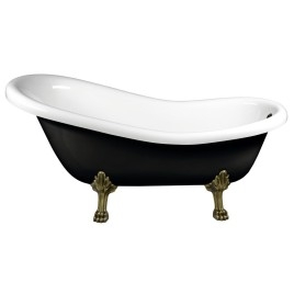 RETRO Freestanding Bath 167,5x76x71cm Bronze Legs, Noir/Blanc