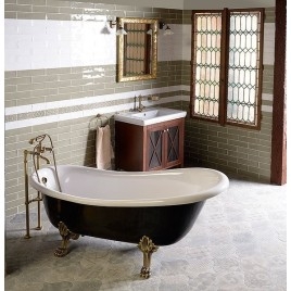 RETRO Freestanding Bath 167,5x76x71cm Bronze Legs, Noir/Blanc