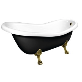 RETRO Freestanding Bath 167,5x76x71cm Bronze Legs, Noir/Blanc