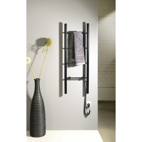 KARBO radiateur de serviette électrique, rond, 400x1120mm, 87 W, noir mat