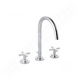 Kludi Nova Fonte - Mitigeur de lavabo avec vidage et bec orientable, installation trois trous, chrome 201430520