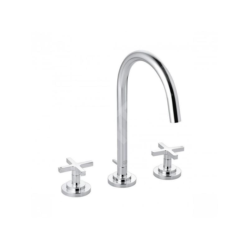 Kludi Nova Fonte - Mitigeur de lavabo avec vidage et bec orientable, installation trois trous, chrome 201430520