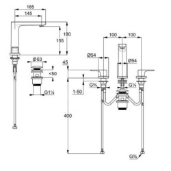 Kludi Zenta SL - Mitigeur de lavabo avec vidage, installation 3 trous, chrome 483930565